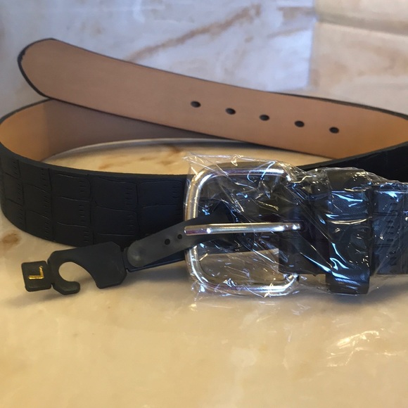 Men’s Leather Belt Black size L 38-40 New - Picture 2 of 4